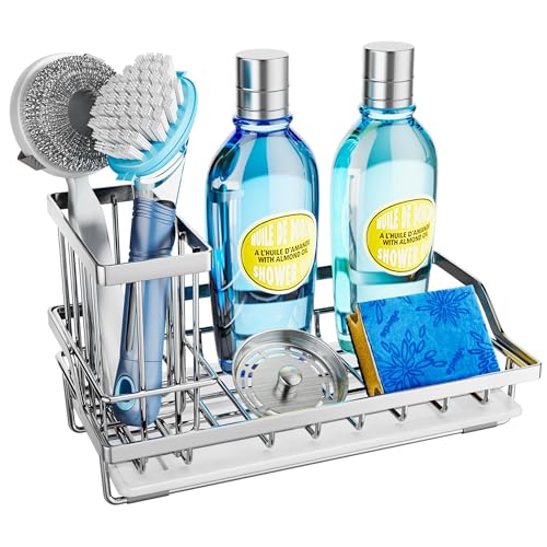 Sink Caddy Kitchen Sink Organizer with Detachable Brush Holder