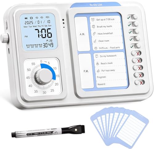 3-in-1 Visual Timer & ADHD Tool for Kids Adults, ADHD Task Timer with Chore Chat Board Schedule, Homeschool