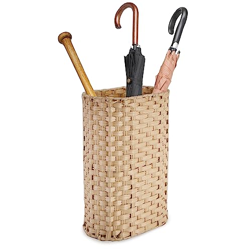 Wicker Umbrella Holder Waterproof Hand Woven Umbrella Stand Basket Cane Holder Stand Indoor Outdoor Decorative Umbrella Rack for Home