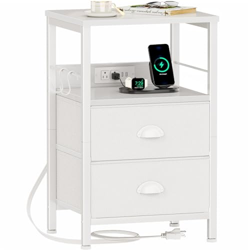 Nightstands Set of 2 with Charging Station