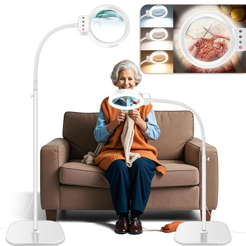 30X 10X Large Floor Magnifying Glass with Light and Stand