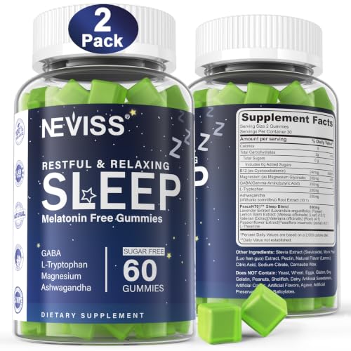 GABA, L-tryptophan, Magnesium, Ashwagandha, Non-melatonin Gummies for Men & Women, Help for Zzzs, Calm Mood & Relaxation - Non Habit-Forming