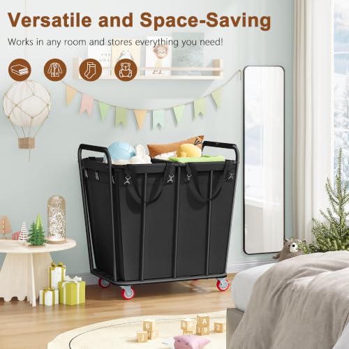2 Section Laundry Sorter Cart