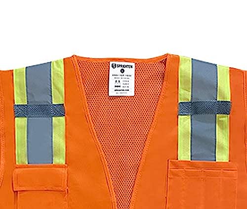 Premium High Visibility Surveyor Vest Solid Front Mesh Back