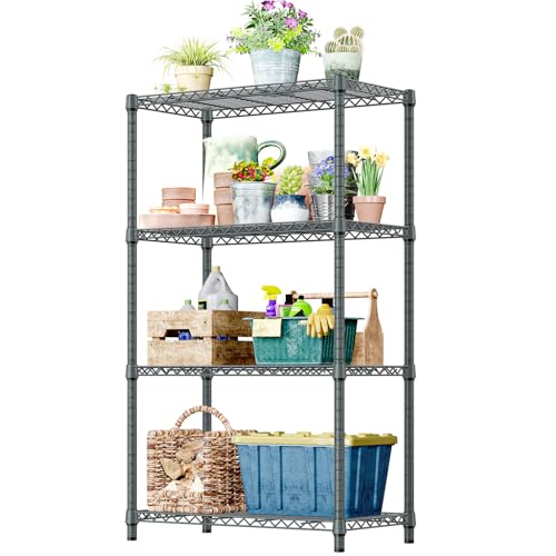 Garage Shelving Wide Storage Shelves 5 Tier Metal Shelves Heavy Duty Adjustable Utility Shelf Rack Black 15.7" D x 45.3" W x 70.9" H