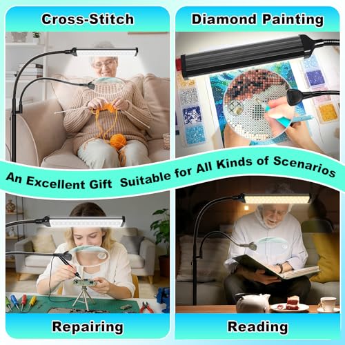 10X 30X Floor Magnifying Glass with Light and Stand
