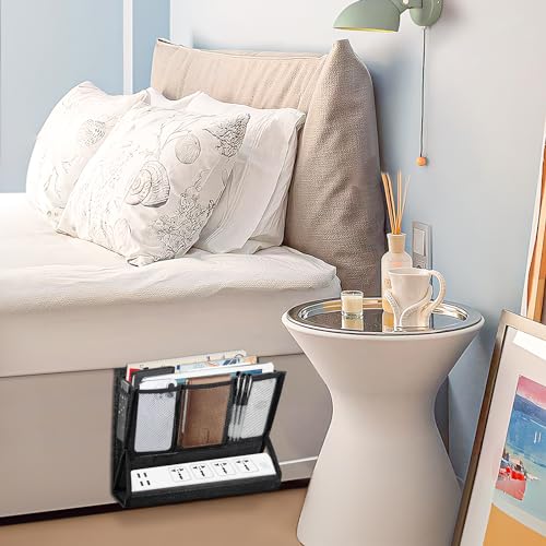 Bedside Caddy Hanging Bed Organizer Storage Bag Pocket with Power Strip Holder Multi