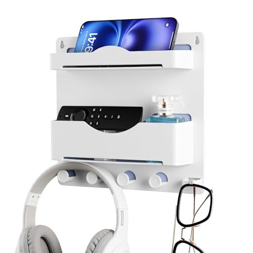 Bedside Wall Shelf with Glasses Hooks