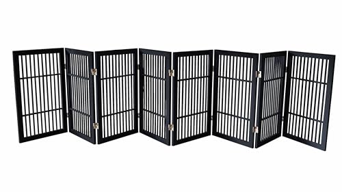 Pet Dog Gate Strong and Durable Freestanding Folding Acacia Hardwood Portable Wooden Fence Indoors or Outdoors by Urnporium