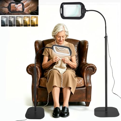 30X 10X Extra Large Floor Magnifying Glass with Light and Stand