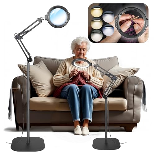 12X Large Magnifying Glass with Light and Stand
