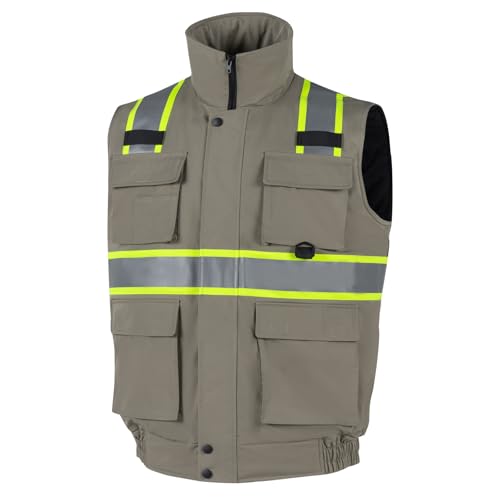 Safety Vest High Visibility Reflective Fleece Winter Vest for Men with Pockets Hi Vis Construction Work Vest
