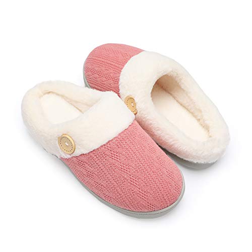 Womens Slipper Warm Comfy Memory Foam House Slippers Knitted Shoes Faux Fur Lined Anti
