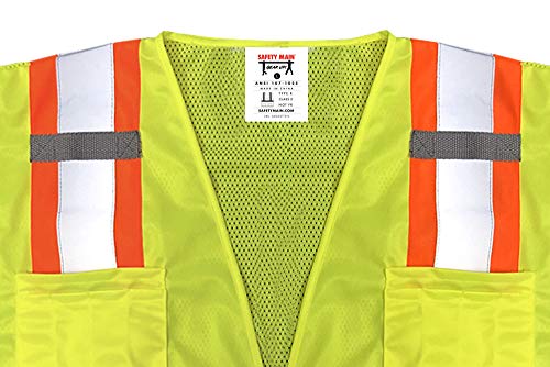 Premium High Visibility Surveyor Vest Solid Front Mesh Back