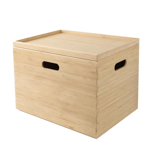Bamboo Storage Box Stackable Lidded Organizer Bin