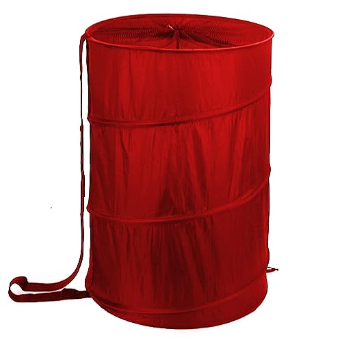 Deluxe Extra Large Strong Pop up Laundry Hamper Basket with Side Long Straps Drawstring Barrel Foldable Hamper for Laundry Room