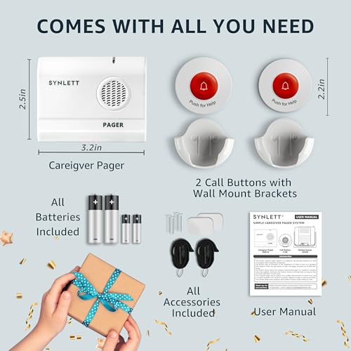 Caregiver Pager with Wireless Call Buttons for Home Care