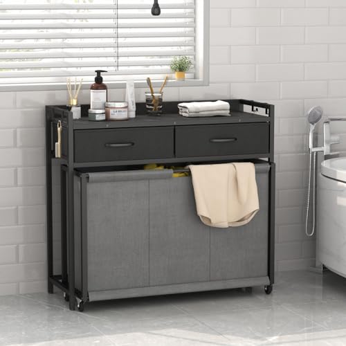 Laundry Hamper Laundry Basket with 3 Section Pull