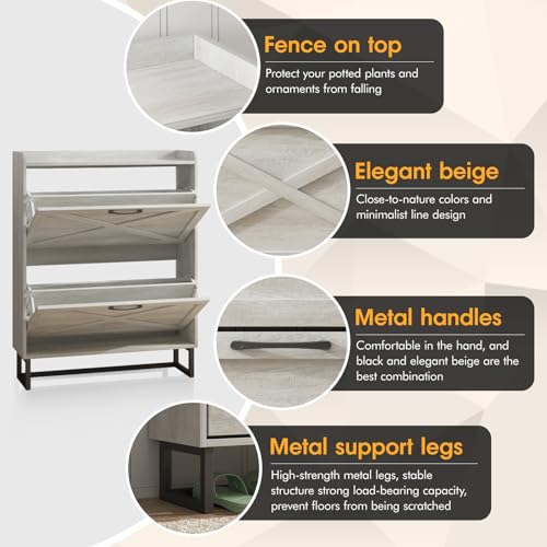 Shoe Storage Cabinet with Flip Drawers