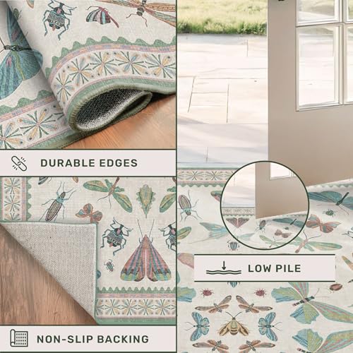 Washable Boho Insect Rug for Entryway