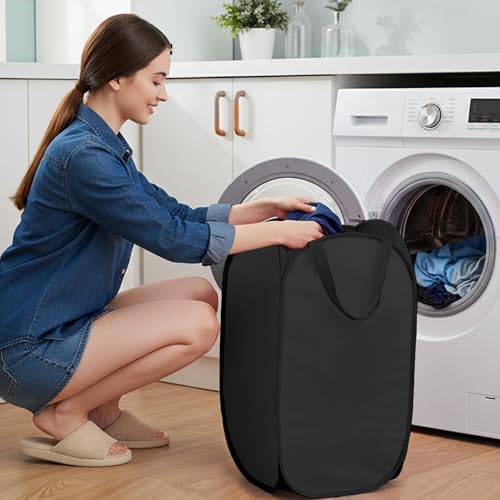Sturdy Foldable Pop Up Laundry Hamper with Side Pockets