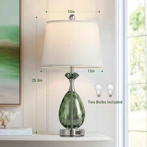 Coastal Glass Table Lamps Set of 2