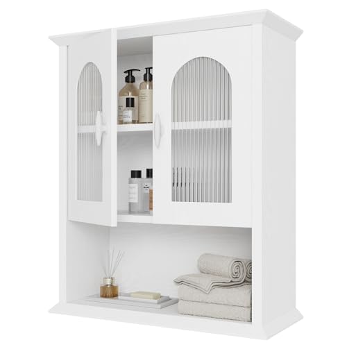 Bathroom Wall Cabinet with Fluted Door