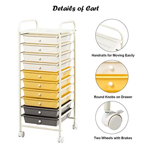 15 Drawer Rolling Storage Cart Tools Scrapbook Paper Office School Organizer