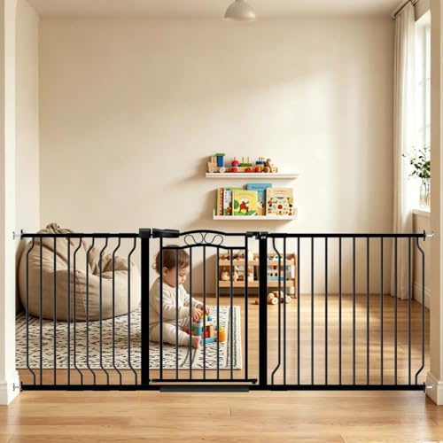 29.5" 81.1" Extra Wide Baby Gates for Stairs Doorways No Drill