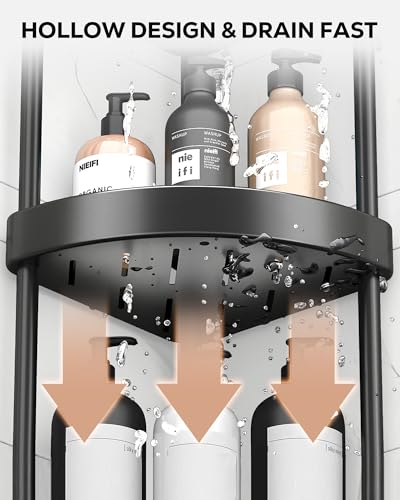 Corner Shower Caddy Stand Rustproof Anodized Aluminum Standing Shower Organizer