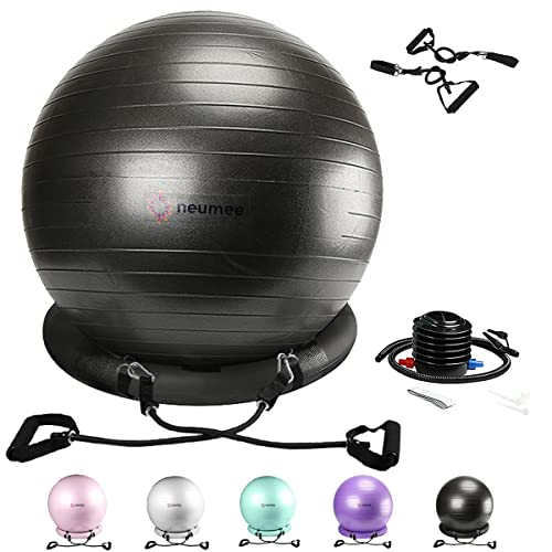 Yoga Ball Chair with 65cm Exercise Ball & 2 Resistance Bands