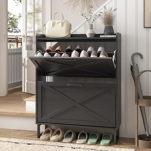Shoe Storage Cabinet with Flip Drawers