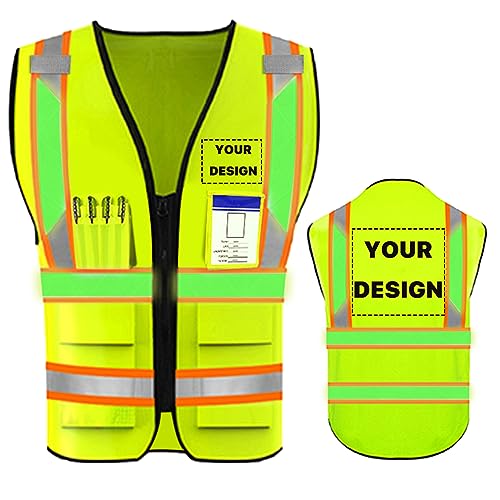 High Reflective Visibility Safety Vest Custom Your Logo Safety Workwear with Reflective Strips and Pockets