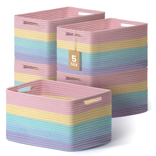 5 Pack Woven Storage Baskets