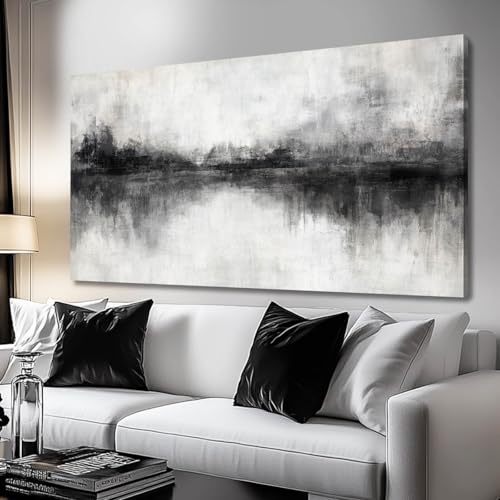 White Canvas Wall Art Extra Large Wall Decor Framed Abstract Poster Pictures Black Flowers Arts Blue Artwork for Hotel Gallery