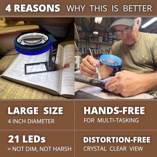 Hands Free Magnifying Glass with LED Lights