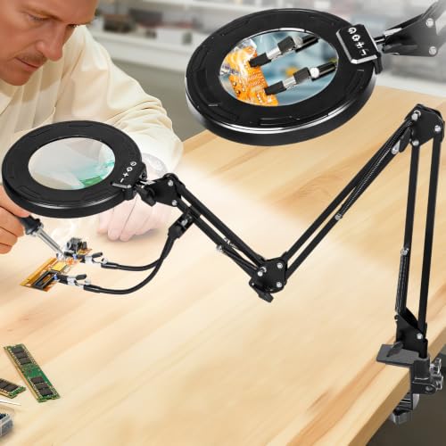 Magnifying Glass with Light and Clamp
