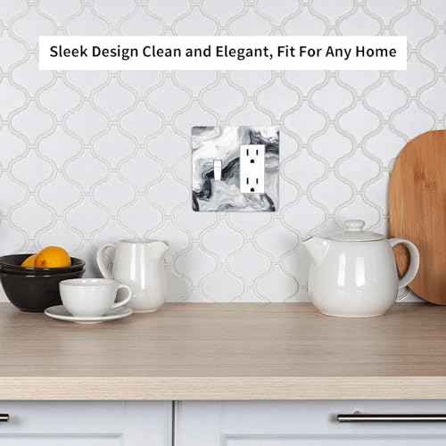 Abstract Marble Ink Texture Grey Marble Print Light Switch Cover Plate 1 Gang No Device Blank Electrical Wall Plates Faceplate Decorative Switch Plate for Bathroom Kitchen Decor