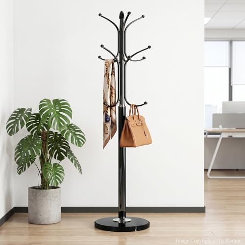 Metal Coat Rack Stand with Natural Marble Base