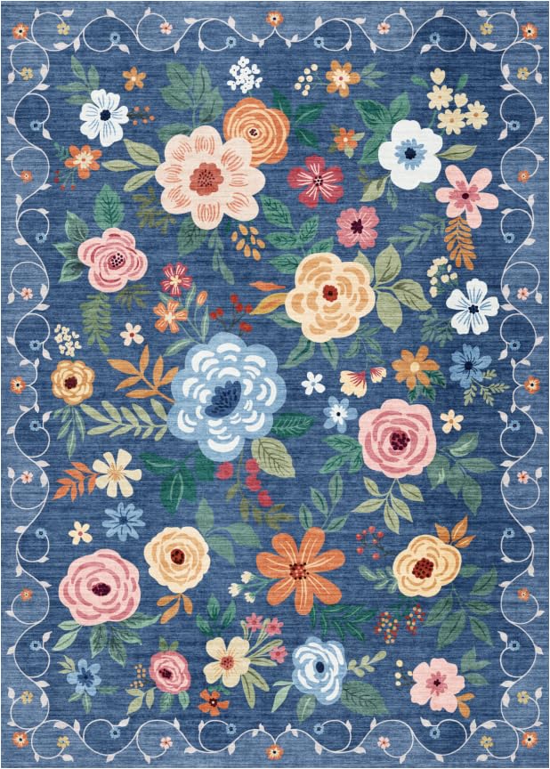 Floral Rug Black