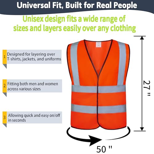 High Visibility Reflective Safety Vests 10 Pack