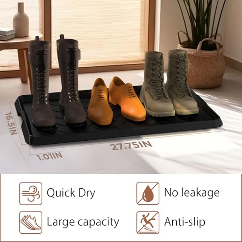 Heavy Duty Boot Trays Natural Rubber Shoe Mat Tray for Entryway