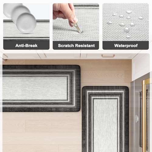 KIMDOE Boho Kitchen Rugs and Mats 2PCS Cushioned Anti Fatigue Kitchen Mat Non