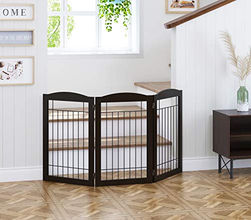 Freestanding Foldable Dog Gate Indoor with Door
