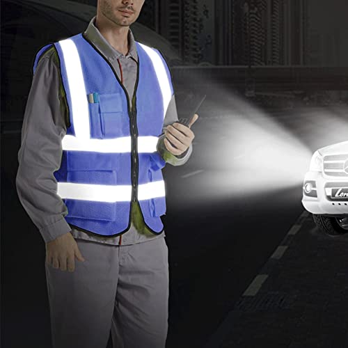 Reflective Safety Vest for Men & Women High Visibility Class 2 Vest with Pockets Meets ANSI Standards