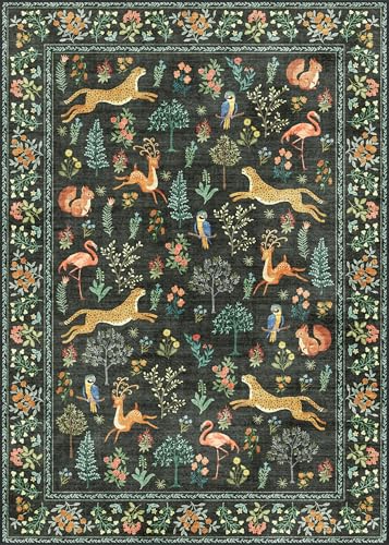 Floral Rug Black