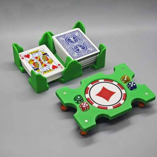 Card Holder 9 Deck Plastic Revolving Card Game Holder Playing Cards Tray Rotating 360° Organizes Multiple Decks for Canasta