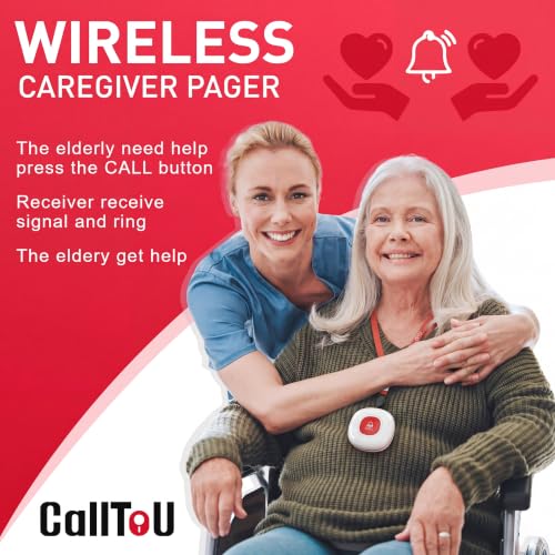 Wireless Caregiver Pager Smart Monitoring System Alert Buttons Hand Call Bell for Elderly Seniors Patients