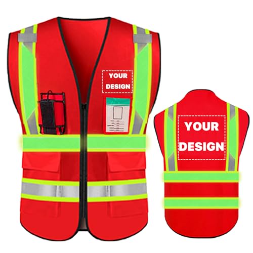 High Visibility Reflective Safety Vest with Pockets Custom Your Logo Safety Workwear