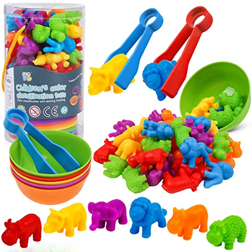 Counting Dinosaur Toys Matching Games with Sorting Bowls Sorting Toys for Toddlers Preschool Learning Activities for Math Color Sensory Montessori Fine Motor Skills Toys for 3 4 5 Years Old Boys Girls